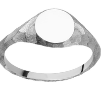 Small Circle signet ring (10mm) in Palladium Silver, with a Thin style band.
