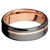 Tantalum Noir + Hammer , Polish Finish + 14K Rose Gold