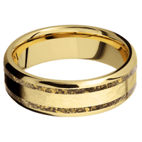 14K Yellow Gold + Hammer , Polish Finish