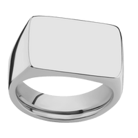 Large Horizontal Rectangle signet ring (20x14.5mm) in Titanium, with a Wide style band.