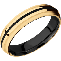 14K Yellow Gold + Polish , Satin Finish + Zirconium