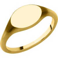 Small Horizontal Oval signet ring (12x9mm) in 14K Yellow Gold, with a Thin style band.
