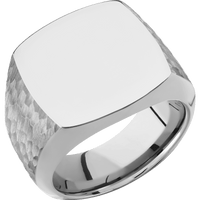 Large Cushion signet ring (18x18mm) in Titanium, with a Wide style band.