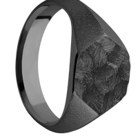 Medium Hexagon signet ring (13.9x12mm) in Zirconium, with a Wide style band.