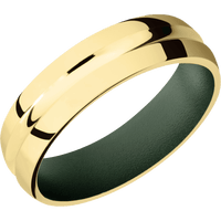 14K Yellow Gold + Polish , Polish Finish + Highland Green
