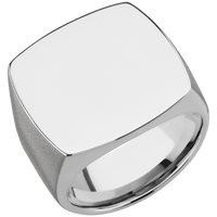Extra Large Cushion signet ring (22x22mm) in Titanium, with a Wide style band.