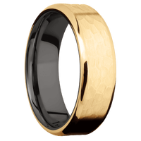 14K Yellow Gold + Hammer , Polish Finish + Tantalum Noir