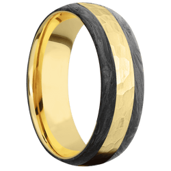14K Yellow Gold + Hammer Finish