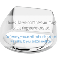 Medium Horizontal Rectangle signet ring (16x11.5mm) in 10K White Gold, with a Wide style band, a Blood Stone inlay.