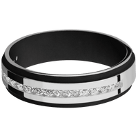 14K White Gold + Polish , Polish Finish + Black
