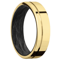 14K Yellow Gold + Polish , Polish Finish + Forged Carbon Fiber
