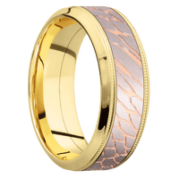 14K Yellow Gold + Bead , Polish Finish