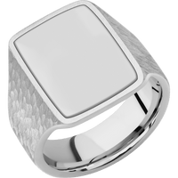 Large Rectangle signet ring (20x14.5mm) in Palladium Silver, with a Wide style band, a Titanium inlay.