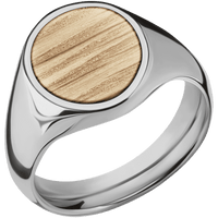 Medium Oval signet ring (16x13mm) in Titanium, with a Wide style band, a Natural Oak inlay.