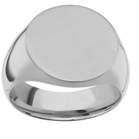 Large Circle signet ring (18mm) in Titanium, with a Wide style band.