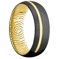 Zirconium + Satin , Satin Finish + 14K Yellow Gold