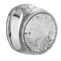 Extra Large Circle signet ring (22mm ) in Cobalt Chrome, with a Wide style band, a Meteorite inlay.
