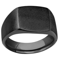 Medium Cushion signet ring (14x14mm) in Zirconium, with a Wide style band.