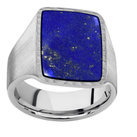 Large Rectangle signet ring (20x14.5mm) in Palladium Silver, with a Wide style band, a Lapis inlay.
