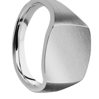 Medium Cushion signet ring (14x14mm) in Titanium, with a Thin style band.