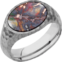 Medium Horizontal Oval signet ring (16x13mm) in Titanium, with a Wide style band, a Chrysocopper inlay.