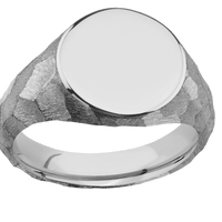 Medium Circle signet ring (14mm) in Titanium, with a Wide style band.