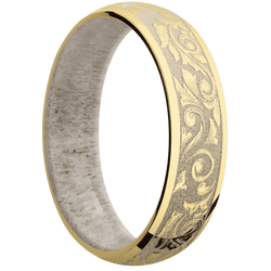 14K Yellow Gold + Polish Finish + Antler