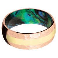 14K Rose Gold + Hammer Finish + Abalone