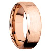 14K Rose Gold + Hammer , Polish Finish