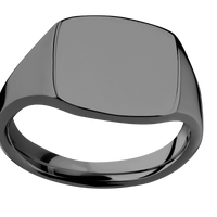 Medium Cushion signet ring (14x14mm) in Zirconium, with a Thin style band.