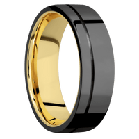 Zirconium + Polish , Polish Finish + 14K Yellow Gold