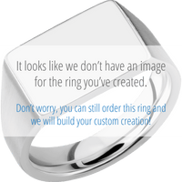 Medium Horizontal Rectangle signet ring (16x11.5mm) in 10K White Gold, with a Wide style band, a Blood Stone inlay.