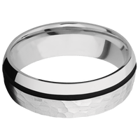 14K White Gold + Hammer , Polish Finish