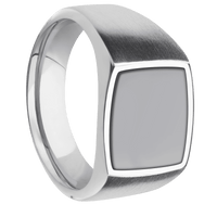 Medium Cushion signet ring (14x14mm) in Cobalt Chrome, with a Wide style band, a Tantalum inlay.
