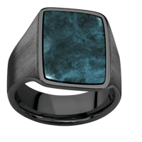 Large Rectangle signet ring (20x14.5mm) in Zirconium, with a Wide style band, a Washington Blue Jade inlay.