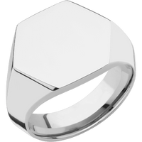 Large Hexagon signet ring (18.5x16mm) in Titanium, with a Wide style band.