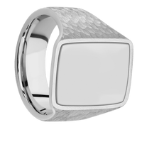 Large Rectangle signet ring (20x14.5mm) in Palladium Silver, with a Wide style band, a Titanium inlay.