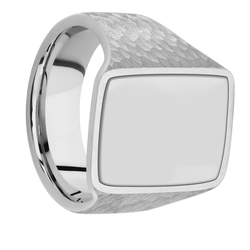 Large Rectangle signet ring (20x14.5mm) in Palladium Silver, with a Wide style band, a Titanium inlay.