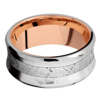 14K White Gold + Hammer , Polish Finish + 14K Rose Gold