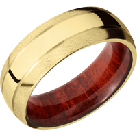 10K Yellow Gold + Polish , Distressed Finish + Red Heart
