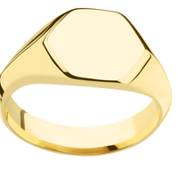 Medium Hexagon signet ring (13.9x12mm) in 10K Yellow Gold, with a Wide style band.