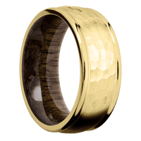18K Yellow Gold + Hammer , Polish Finish + Walnut