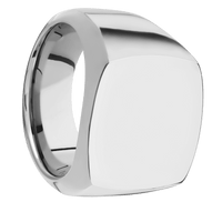 Large Cushion signet ring (18x18mm) in Titanium, with a Wide style band.