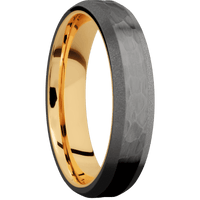 Tantalum Noir + Hammer , Sand Finish + 14K Yellow Gold