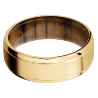 10K Yellow Gold + Satin , Polish Finish + Teak
