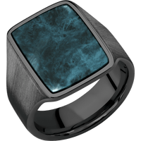 Large Rectangle signet ring (20x14.5mm) in Zirconium, with a Wide style band, a Washington Blue Jade inlay.