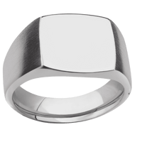 Medium Cushion signet ring (14x14mm) in Titanium, with a Wide style band.
