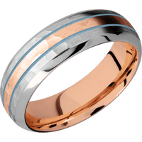 Titanium + Hammer , Polish Finish + 14K Rose Gold