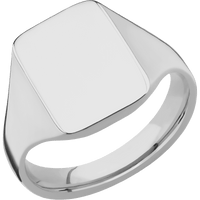 Medium Rectangle signet ring (16x11.5mm) in Titanium, with a Thin style band.