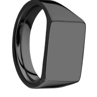 Medium Horizontal Rectangle signet ring (16x11.5mm) in Zirconium, with a Wide style band.